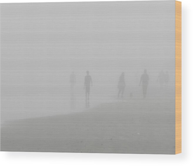 Beach Wood Print featuring the photograph Foggy Beach Morning by Deborah Ferree