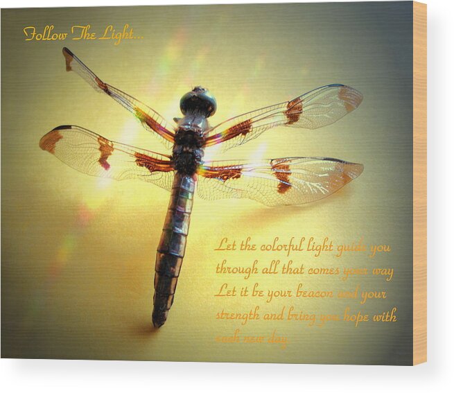 Dragonfly Wood Print featuring the photograph Follow The Light by Joyce Dickens