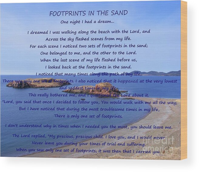 Footprints In The Sand 2 Wood Print featuring the photograph Footprints in the Sand 2 by Barbara A Griffin