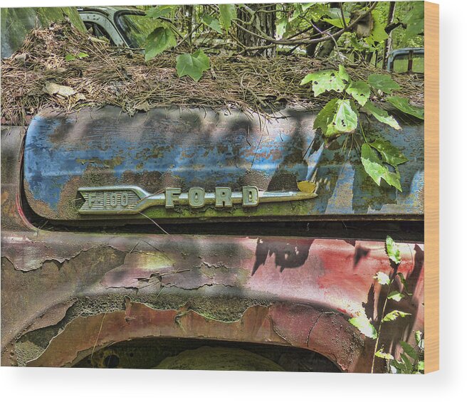 Old Car City Wood Print featuring the photograph Ford F100 by Betty Eich