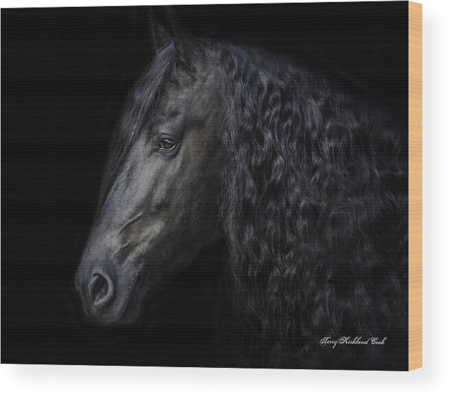 Equine Wood Print featuring the photograph Friesian Stallion by Terry Kirkland Cook