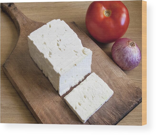 Feta Cheese Wood Print featuring the photograph Fresh Feta Cheese by Steve Outram