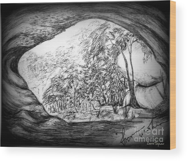 Trees Wood Print featuring the drawing From Within 1 by Leanne Seymour