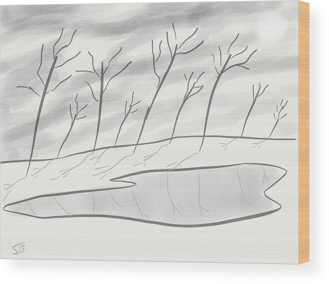 Ice Wood Print featuring the digital art Frozen Landscape by Stacy C Bottoms