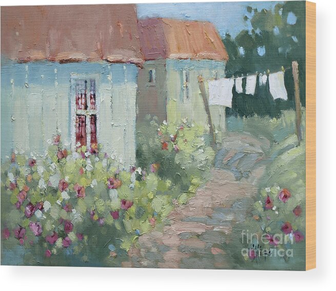 Cottages Wood Print featuring the painting Garden Path by Joyce Hicks