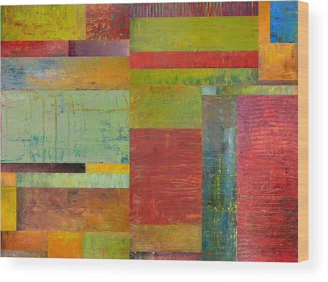 Textural Wood Print featuring the painting Geometric Study 1.0 by Michelle Calkins