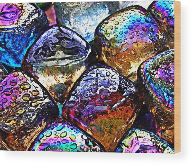 Jewel Tones Wood Print featuring the photograph Glass Abstract 35 by Sarah Loft