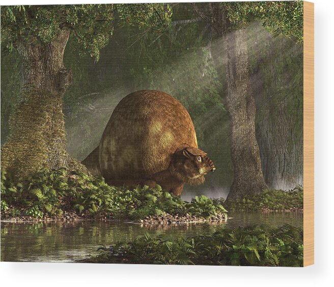 Glyptodon Wood Print featuring the digital art Glyptodon by Daniel Eskridge