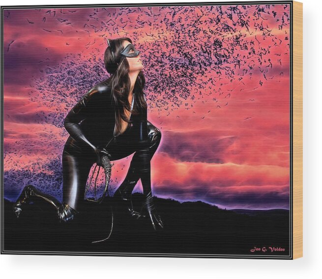 Bat Wood Print featuring the painting Going Baty by Jon Volden