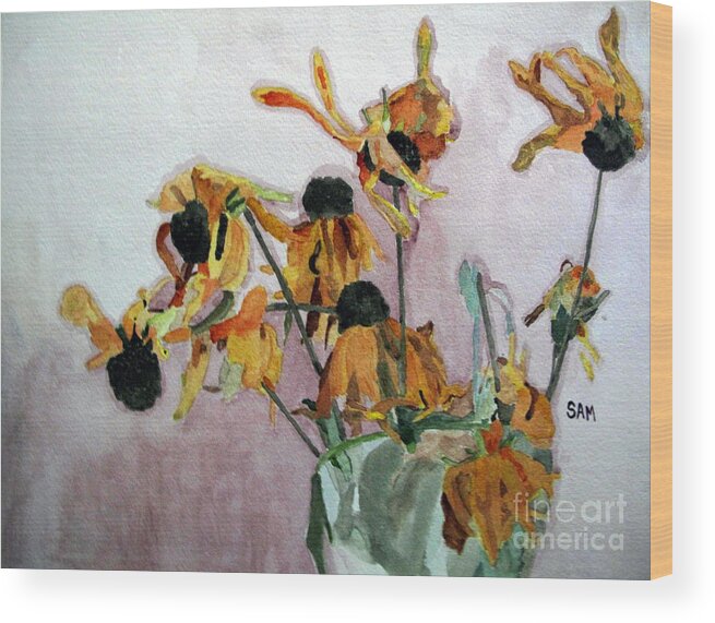 Flower Wood Print featuring the painting Going to Seed by Sandy McIntire