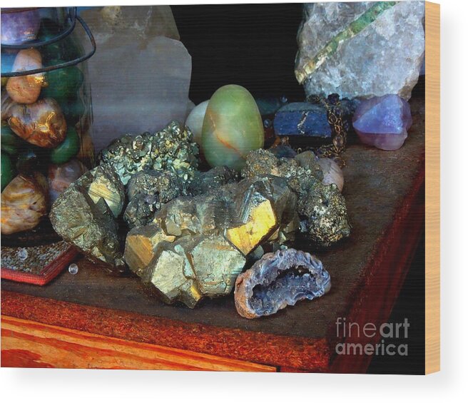  Wood Print featuring the photograph Gold and Gemstones by Renee Trenholm
