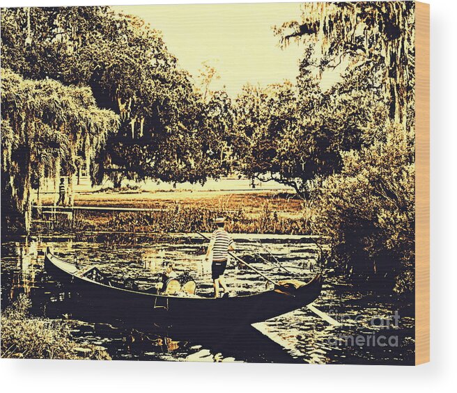 Gondola Photography Wood Print featuring the photograph Gondola Hauntings In City Park New Orleans Louisiana 4 by Michael Hoard