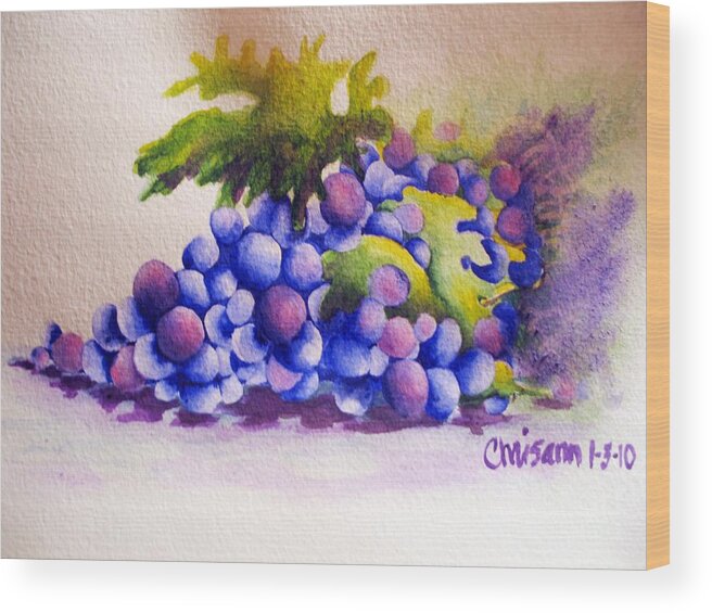 Fine Art Painting Wood Print featuring the painting Grapes by Chrisann Ellis