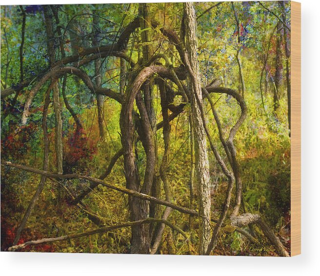 J Larry Walker Wood Print featuring the digital art Grapevine by J Larry Walker