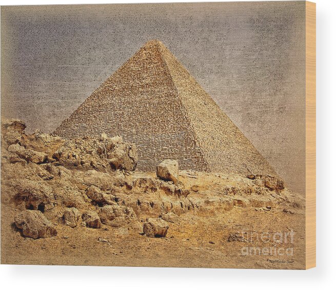 Khufu Wood Print featuring the photograph Great Pyramid of Khufu by Nigel Fletcher-Jones