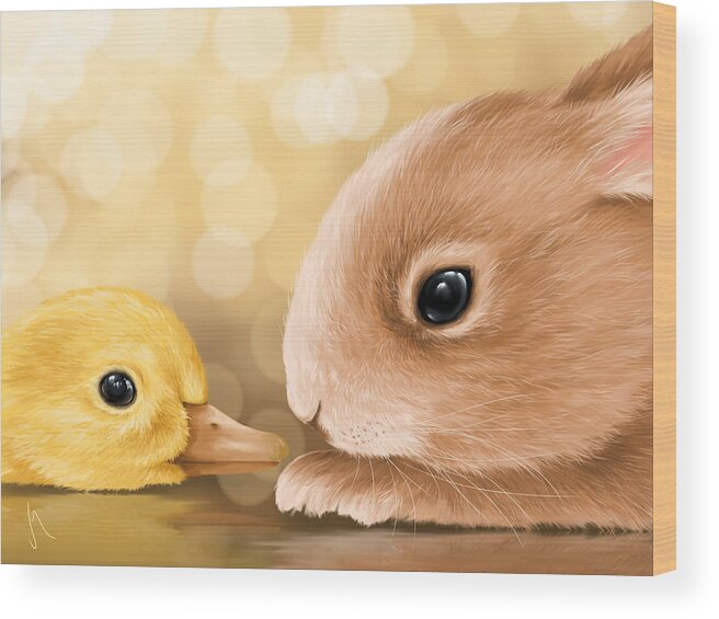 Easter Wood Print featuring the painting Happy Easter 2014 by Veronica Minozzi