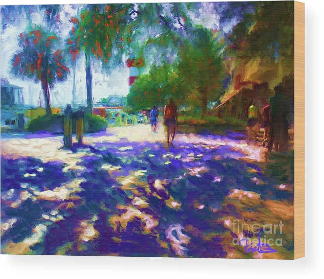Harbour Town Art Wood Print featuring the painting Harbour Town Shadows by Preston Sandlin