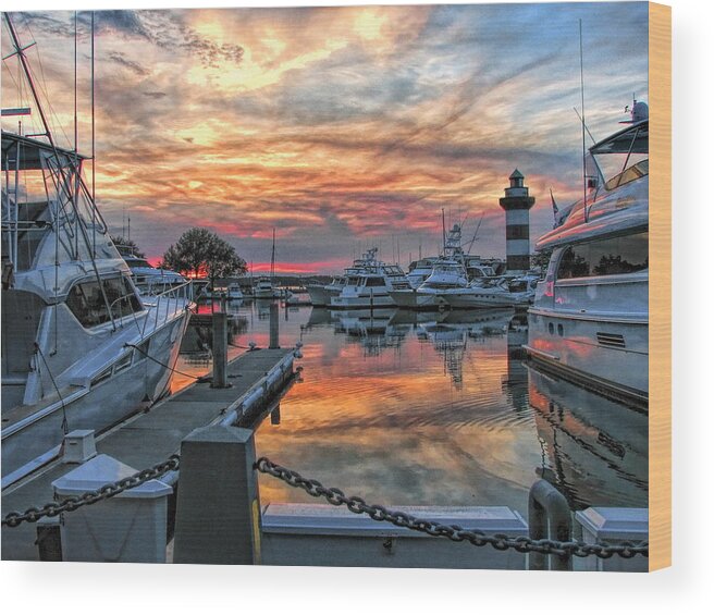Lighthouse Wood Print featuring the photograph Harbour Town Yacht Basin by Dale Kauzlaric