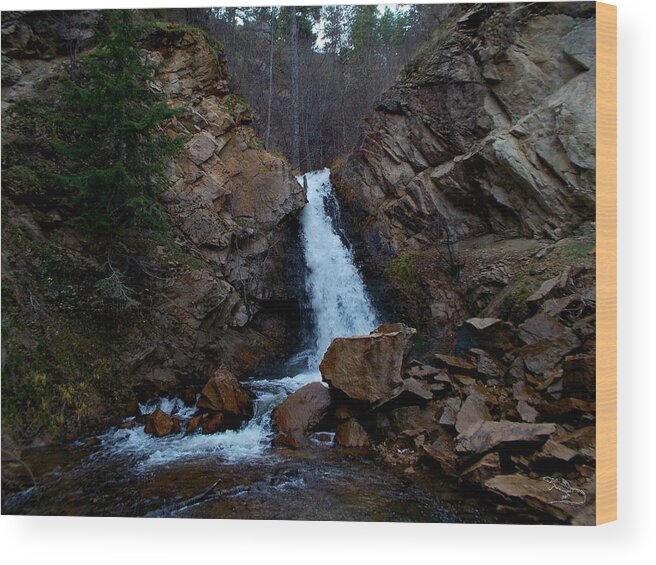 Waterfall Wood Print featuring the photograph Hardy Falls Peachland BC by Guy Hoffman
