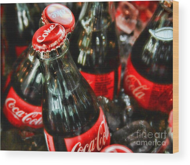 Coke Wood Print featuring the photograph Have a Coke and Give a Smile by Diana Sainz by Diana Raquel Sainz
