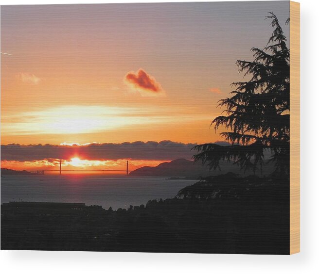 Nature Photos Wood Print featuring the photograph Heart Cloud over Golden Gate Bridge by Diane Lynn Hix