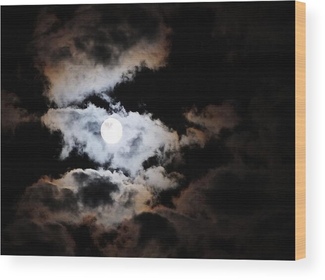 Moon Wood Print featuring the photograph Heavenly Moon by Marie-Claire Dole