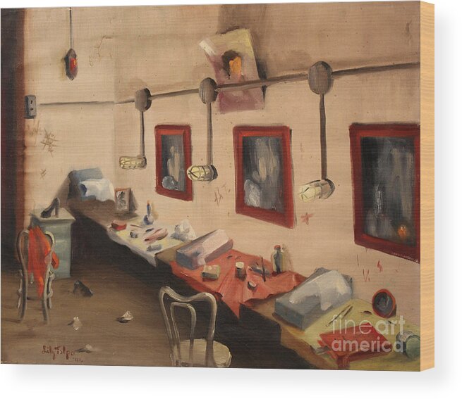 Hollywood Wood Print featuring the painting Hollywood Cowgirls Dressing Room - Rex Theater by Art By Tolpo Collection