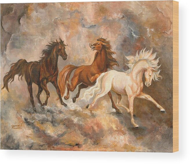 Horses Wood Print featuring the painting Horse Trio by Carole Powell