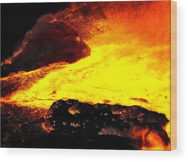 Lava Wood Print featuring the photograph Hot Rock and Lava by Pennie McCracken