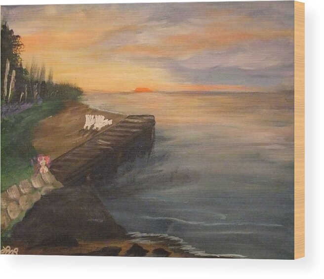 Acrylic Wood Print featuring the painting Idyllic Sunset by Lynne McQueen