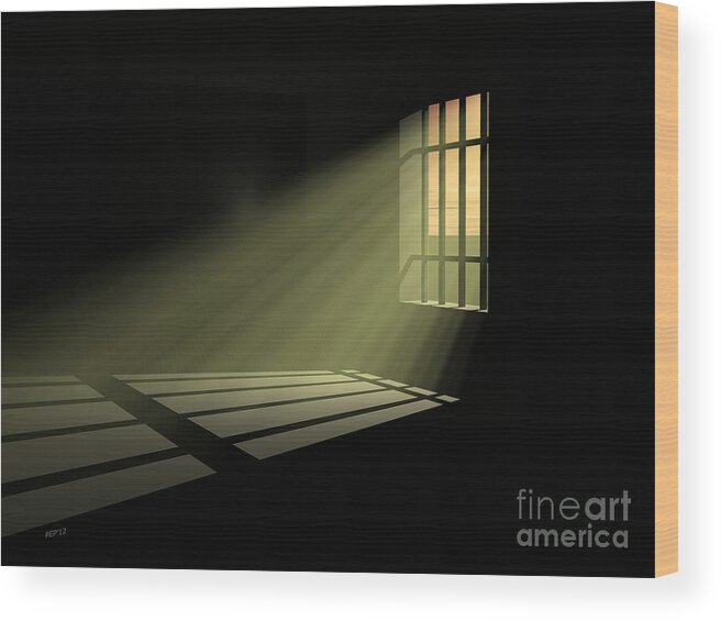 Jail Wood Print featuring the digital art In 30 Days Time by Phil Perkins