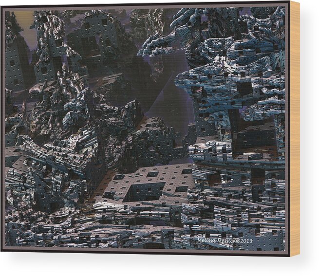 Mandelbulb Wood Print featuring the digital art In Ruins by Melissa Messick