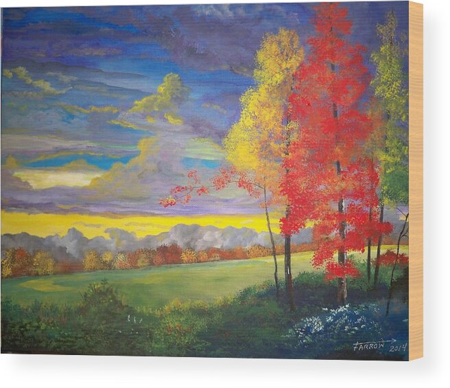 Autumn Leaves. Colored Leaves. Fall Scene Wood Print featuring the painting Indian Summer by Dave Farrow