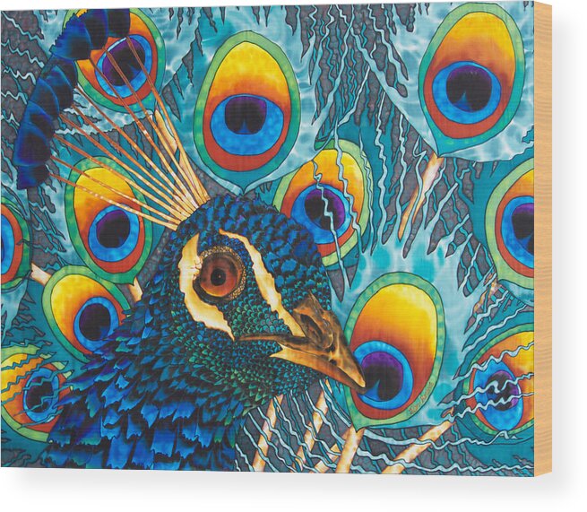 Peacock Wood Print featuring the painting Insane Peacock by Daniel Jean-Baptiste