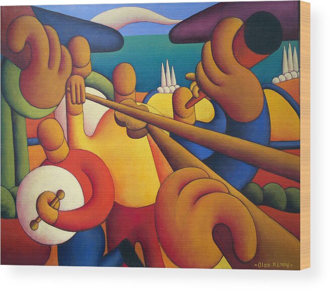  Wood Print featuring the painting Irish Music Session by Alan Kenny