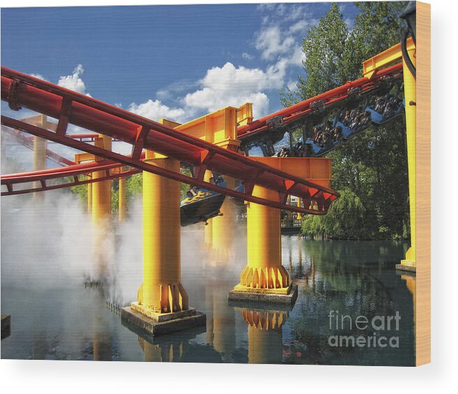 Cedar Point Wood Print featuring the photograph Iron Dragon by Timothy Hacker