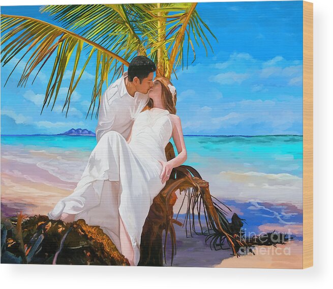 Honeymoon Wood Print featuring the painting Island Honeymoon by Tim Gilliland