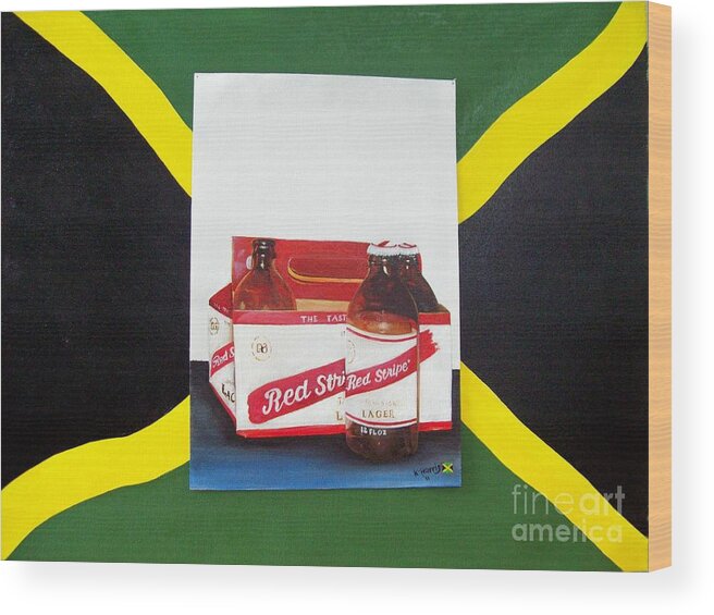 Jamaica Wood Print featuring the painting Jamaica National Beer by Kenneth Harris