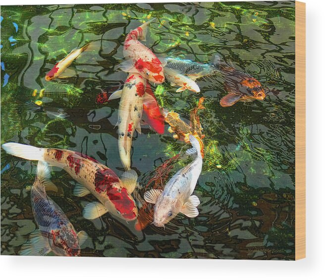 Koi Wood Print featuring the photograph Japanese Koi Fish Pond by Jennie Marie Schell