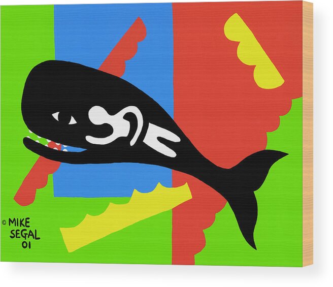 Jonah Wood Print featuring the painting Jonah and the Whale by Mike Segal