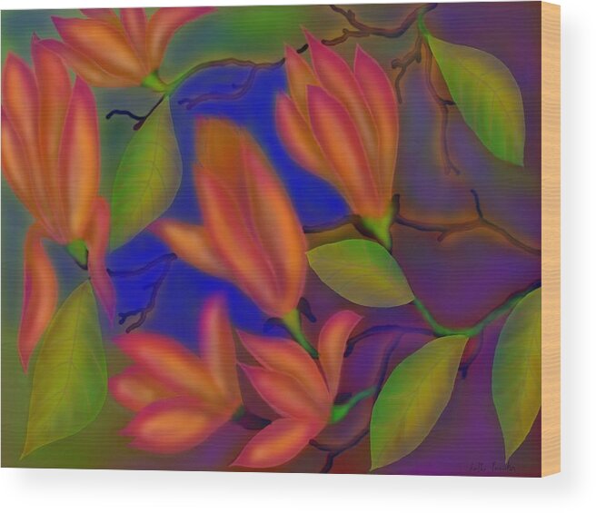 Magnolia Flower Painting Canvas Prints Wood Print featuring the digital art Joy by Latha Gokuldas Panicker