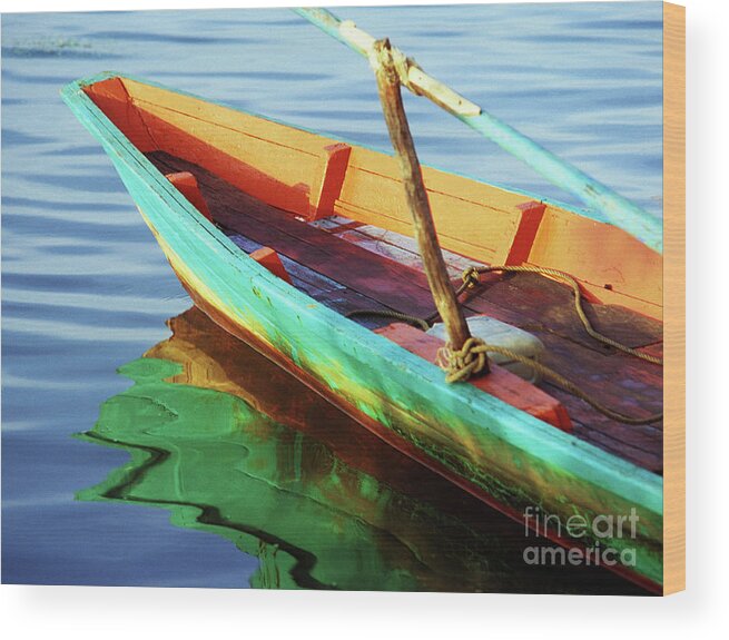 Cambodia Wood Print featuring the photograph Kampot Boat 01 by Rick Piper Photography