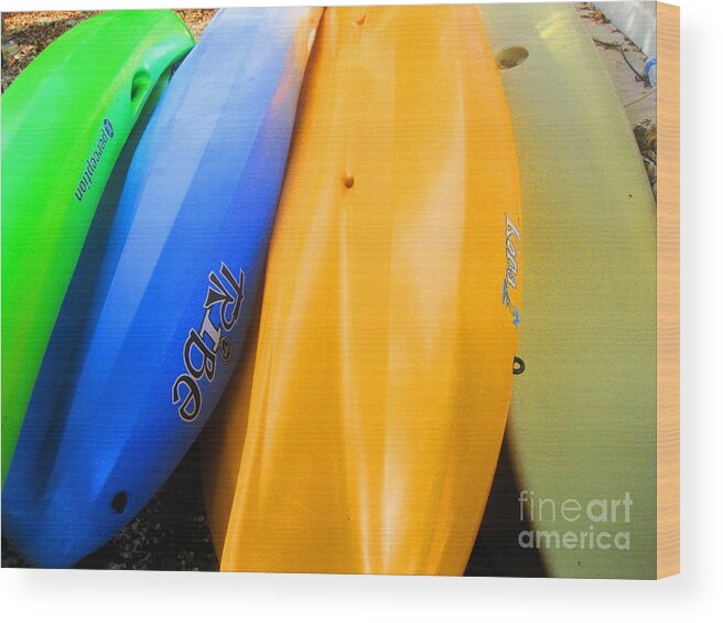 Kayaks Wood Print featuring the photograph Kayaks by Sonia Flores Ruiz