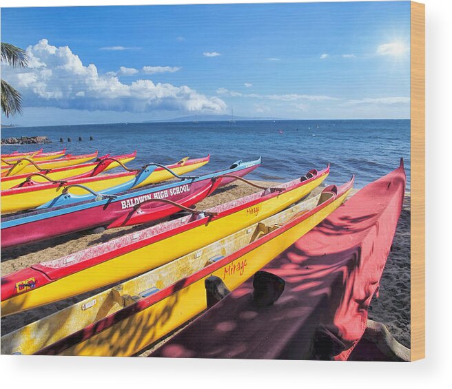 Canoes Wood Print featuring the photograph Kihei Canoe Club 6 by Dawn Eshelman