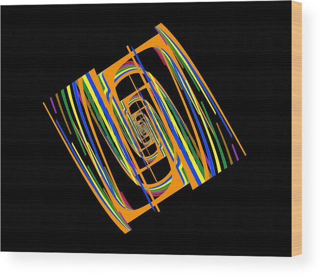 Abstract Wood Print featuring the digital art Kinetic Rainbow 4 by Tim Allen