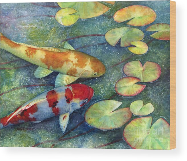 Koi Wood Print featuring the painting Koi Garden by Hailey E Herrera