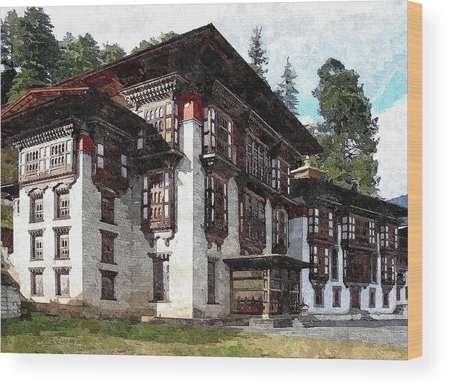 Kurjey Wood Print featuring the painting Kurjey Monastery by Maciek Froncisz