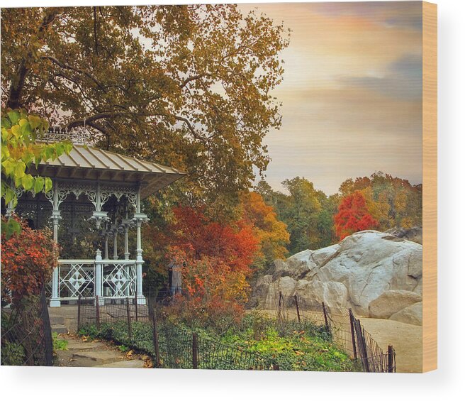 New York Wood Print featuring the photograph Ladies Pavilion in Autumn by Jessica Jenney