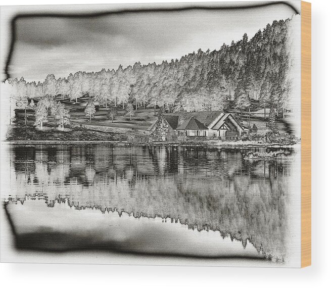 Lake House Wood Print featuring the photograph Lake House Reflection by Ron White