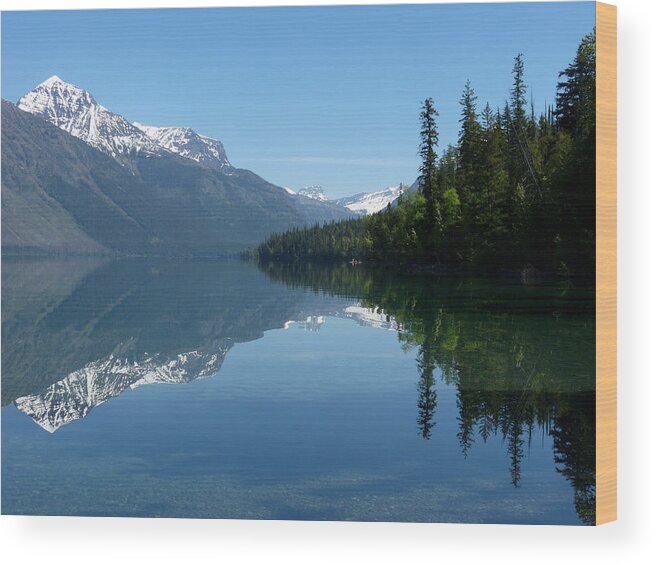 Blue Wood Print featuring the photograph Lake McDonald - Glacier National Park by Lucinda Walter